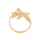 18K Gold-Plated Stainless Steel Starfish Textured Star Adjustable Open Cuff Ring Silver R236