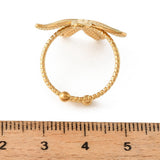 Stainless Steel Starfish Ocean Polished Textured Star Adjustable Open Ring Gold R238 product image 4