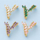 18K Gold-Plated Cubic Zirconia Micro Pave Leaf Polished Adjustable Open Cuff Ring R239 product image 2