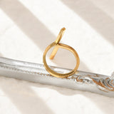 18K Gold-Plated Stainless Steel Womens Polished Cross Intersecting Bars Adjustable Cuff Ring R240 product image 2