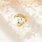 18K Gold-Plated Stainless Steel Star Moon Womens Polished Adjustable Cuff Ring R241 product image 2