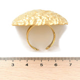 18K Gold-Plated Stainless Steel Textured Square Top Surface Adjustable Open Cuff Ring R243 product image 5
