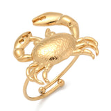 18K Gold-Plated Stainless Steel Crab Womens Polished Shiny Adjustable Open Cuff Ring R244 product image 1