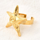 Stainless Steel Starfish Ocean Womens Polished Textured Shiny Star Adjustable Cuff Ring Gold R245 product image 2