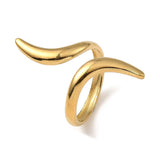 18K Gold-Plated Stainless Steel Twist Polished Shiny Star Adjustable Open Cuff Ring R246 product image 1