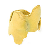 18K Gold-Plated Stainless Steel Textured Womens Hammered Adjustable Open Cuff Ring R250 product image 2