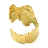 18K Gold-Plated Stainless Steel Textured Womens Hammered Adjustable Open Cuff Ring R250 product image 3