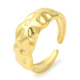 18K Gold-Plated Stainless Steel Textured Womens Shiny Adjustable Open Cuff Ring R251 product image 1