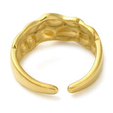 18K Gold-Plated Stainless Steel Textured Womens Shiny Adjustable Open Cuff Ring R251 product image 3