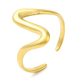 18K Gold-Plated Stainless Steel Womens Smooth Polished Adjustable Open Cuff Ring R252 product image 1