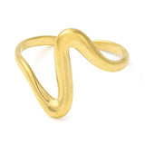 18K Gold-Plated Stainless Steel Womens Smooth Polished Adjustable Open Cuff Ring R252 product image 2
