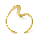 18K Gold-Plated Stainless Steel Womens Smooth Polished Adjustable Open Cuff Ring R252 product image 3