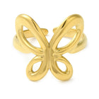 18K Gold-Plated Stainless Steel Butterfly Womens Smooth Polished Knot Adjustable Open Cuff Ring R253 product image 2