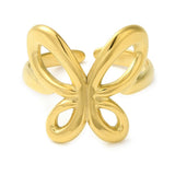 18K Gold-Plated Stainless Steel Butterfly Womens Smooth Polished Knot Adjustable Open Cuff Ring R253 product image 2