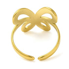18K Gold-Plated Stainless Steel Butterfly Womens Smooth Polished Knot Adjustable Open Cuff Ring R253 product image 3