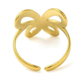 18K Gold-Plated Stainless Steel Butterfly Womens Smooth Polished Knot Adjustable Open Cuff Ring R253 product image 3