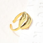 18K Gold-Plated Stainless Steel Lip Womens Textured Shiny Adjustable Cuff Ring R254 product image 2