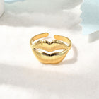 18K Gold-Plated Stainless Steel Lip Womens Textured Shiny Adjustable Cuff Ring R254 product image 4