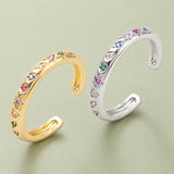 18K Gold-Plated Cubic Zirconia Micro Pave Star Polished Heart Teardrop Open Ring Silver 3mm R257 product image 2