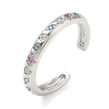 18K Gold-Plated Cubic Zirconia Micro Pave Star Polished Heart Teardrop Open Ring Silver 3mm R257