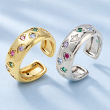 18K Gold-Plated Cubic Zirconia Micro Pave Star Polished Shiny Open Ring Silver 7mm R255 product image 1