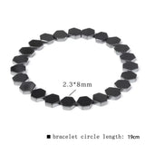 Hematite Hexagon Beaded Mens Shiny Adjustable Stretch Bracelet Black Gray Silver 7.48 in T136 product image 1