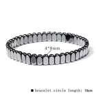 Hematite Oval Beaded Mens Shiny Adjustable Stretch Bracelet Black Silver Gray 7.48 in T137 product image 2