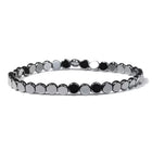 Hematite Flat Round Agate Vintage Beaded Shiny Adjustable Stretch Bracelet Black 7.48 in T138 product image 1