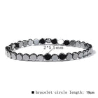 Hematite Flat Round Agate Vintage Beaded Shiny Adjustable Stretch Bracelet Black 7.48 in T138 product image 2