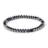 Hematite Square Beaded Mens Shiny Adjustable Stretch Bracelet Black Silver Gray 7.48 in T139 product image 1