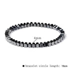 Hematite Square Beaded Mens Shiny Adjustable Stretch Bracelet Black Silver Gray 7.48 in T139 product image 2