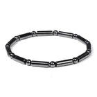 Hematite Cuboid Beaded Mens Cylindrical Adjustable Stretch Bracelet Black Gray 7.48 in T141 product image 1