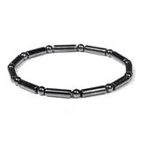 Hematite Cuboid Beaded Mens Cylindrical Adjustable Stretch Bracelet Black Gray 7.48 in T141 product image 1