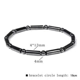 Hematite Cuboid Beaded Mens Cylindrical Adjustable Stretch Bracelet Black Gray 7.48 in T141 product image 2