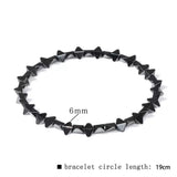 Hematite Bicone Beaded Mens Shiny Triangle Adjustable Stretch Bracelet Black Dark 7.48 in T142 product image 2