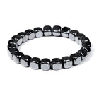 Hematite Cube Beaded Mens Shiny Square Adjustable Stretch Bracelet Black Gray 7.48 in T143 product image 1