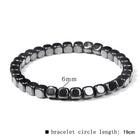Hematite Cube Beaded Mens Shiny Square Adjustable Stretch Bracelet Black Gray 7.48 in T143 product image 2