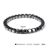 Hematite Cube Beaded Mens Shiny Square Adjustable Stretch Bracelet Black Gray 7.48 in T143 product image 2