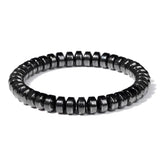 Hematite Rondelle Beaded Mens Faceted Adjustable Stretch Bracelet Black Gray 7.48 in T144 product image 1