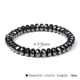 Hematite Rondelle Beaded Mens Faceted Adjustable Stretch Bracelet Black Gray 7.48 in T144 product image 2