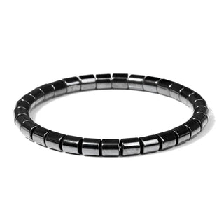Hematite Column Agate Vintage Beaded Adjustable Stretch Bracelet Black 7.48 in T145 product image 1