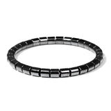Hematite Column Agate Vintage Beaded Adjustable Stretch Bracelet Black 7.48 in T145 product image 1