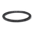 Hematite Flower Beaded Mens Shiny Adjustable Stretch Bracelet Black Dark 7.48 in T146 product image 1