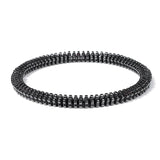 Hematite Flower Beaded Mens Shiny Adjustable Stretch Bracelet Black Dark 7.48 in T146 product image 1