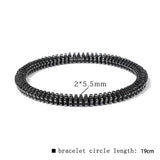 Hematite Flower Beaded Mens Shiny Adjustable Stretch Bracelet Black Dark 7.48 in T146 product image 2