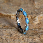 Silver Rose Gold Black Promise Engagement Wedding Opal CZ Zirconia Band Ring R70