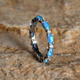 Silver Rose Gold Black Promise Engagement Wedding Opal CZ Zirconia Band Ring R70