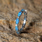 Silver Rose Gold Black Promise Engagement Wedding Opal CZ Zirconia Band Ring R70