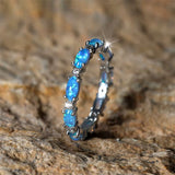 Silver Rose Gold Black Promise Engagement Wedding Opal CZ Zirconia Band Ring R70