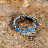 Silver Rose Gold Black Promise Engagement Wedding Opal CZ Zirconia Band Ring R70